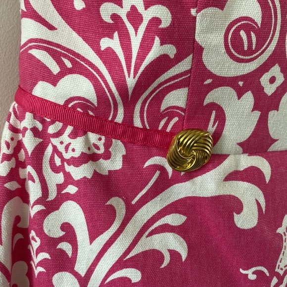 European Strapless Sundress Size 4.Lilly Pulitzer Style.Pink/White Great detail. - Picture 7 of 8